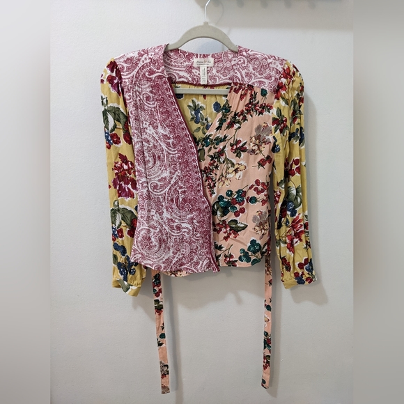 Anthropologie mixed floral wrap blouse - Picture 2 of 5
